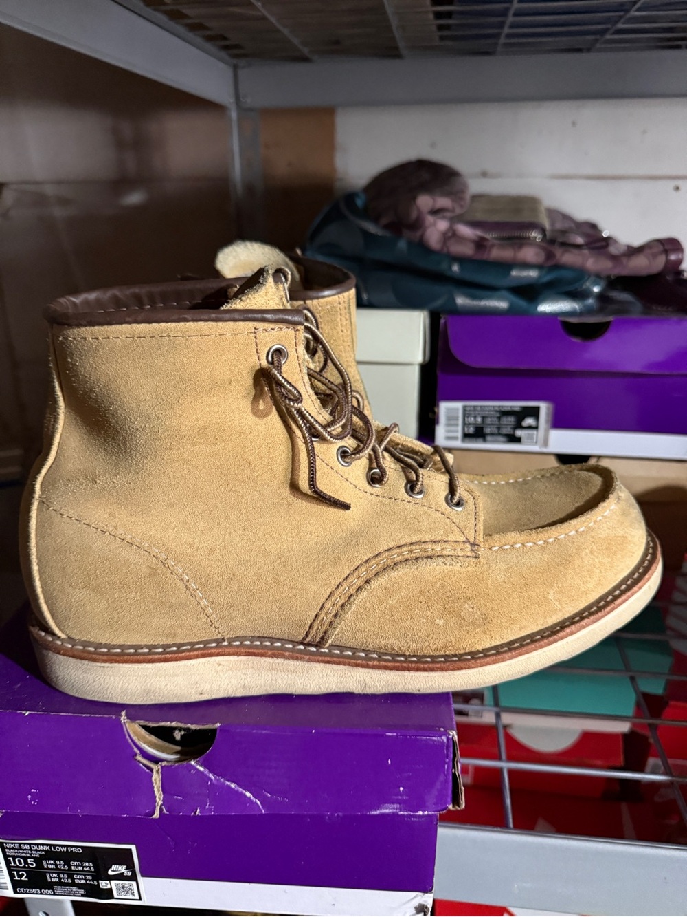 Red Wing Shoes Suede Moc Toe Boots — Tan - Picture 5 of 7